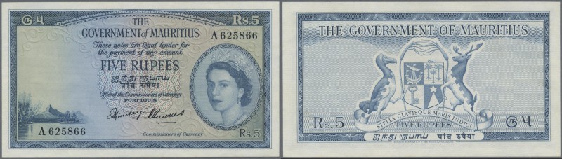 Mauritius: 5 Rupees ND(1954) with signatures: Hinchey & Hurvais, P.27 in excelle...
