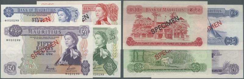 Mauritius: set of 4 Specimen notes Collectors Series containing 5, 10, 25 and 50...