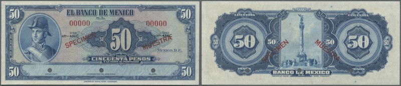 Mexico: 50 Pesos 1941 Specimen P. 41s, 3 cancellation holes, zero serial numbers...