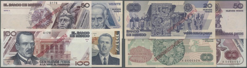 Mexico: set of 4 Specimen notes containing 20 Pesos 1992, 50 Pesos 1992, 100 Pes...