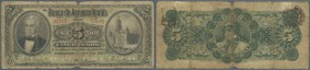 Mexico: El Banco de Aguascalientes 5 Pesos 1906 P. S101b, stronger used with folds and worn borders, tiny holes in paper but no repairs, condition: VG...