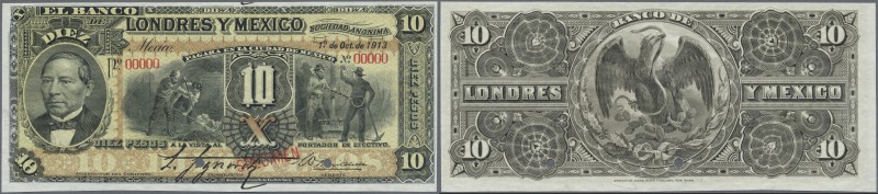 Mexico: Banco de Londres y México 10 Pesos 1913 SPECIMEN, P.S234s, punch hole ca...