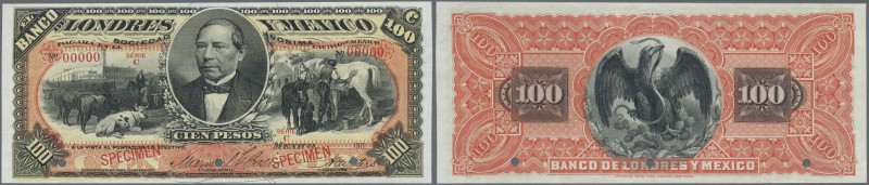 Mexico: Banco de Londres y México 100 Pesos 1889-1913, Serie ”C” SPECIMEN, P.S23...