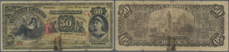 Mexico: El Banco Nacional de Mexico 50 Pesos 1897 P. S260b, used with very stron...
