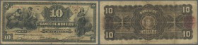 Mexico: El Banco de Morelos 10 Pesos 1910 P. S346b, used with several folds, stronger center fold, borders a bit worn, tiny holes in paper, no repairs...