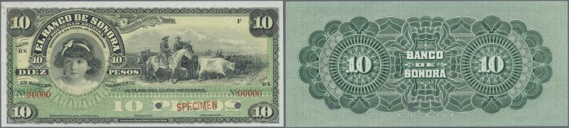 Mexico: El Banco de Sonora 10 Pesos 1899-1911 SPECIMEN, P.S420s, punch hole canc...