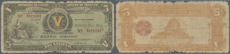 Mexico: Yucatan, Tesoreria General Del Estado 5 Pesos 1916 P. S1137, very strong...