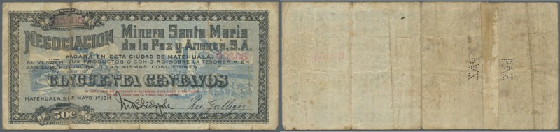 Mexico: Negociacion Minera Santa Maria de la Paz y Anexas S.A. 50 Centavos 1914 ...