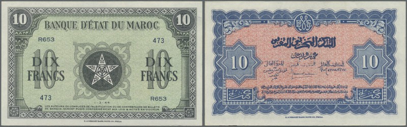 Morocco: set of 2 CONSECUTIVE notes 10 Francs 1944 P. 25 in condition: UNC. (2 p...