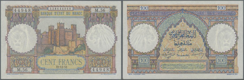 Morocco: 100 Francs 1952 P. 45, in condition: aUNC.