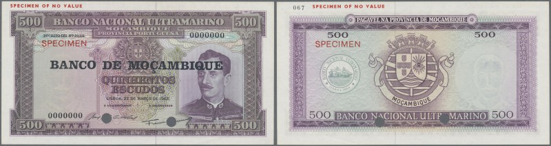 Mozambique: Banco Nacional Ultramarino 500 Escudos March 22nd 1967 SPECIMEN, P.1...