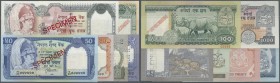 Nepal: set of 6 different Specimen banknotes containing 1, 2, 20, 50, 100 and 1000 Rupees ND(1981-2001), all in condition: aUNC. (6 pcs)