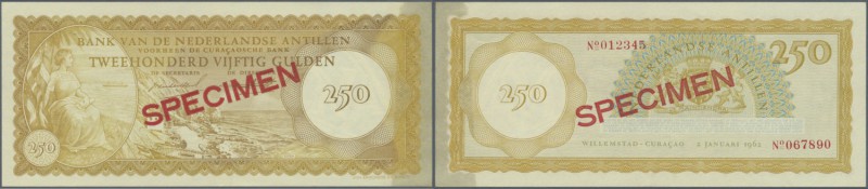 Netherlands Antilles: 250 Gulden 1962 Specimen P. 6s with 012345 serial number a...