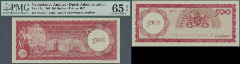 Netherlands Antilles: 500 Gulden 1962, P.7a in perfect condition, PMG graded 65 ...
