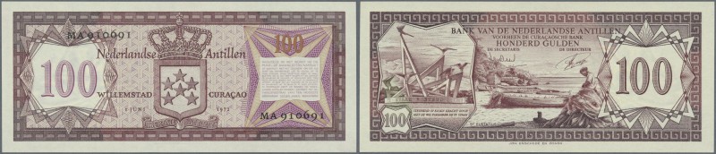 Netherlands Antilles: 100 Gulden 1972 P. 12b, light center bend, in condition: X...