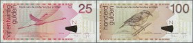 Netherlands Antilles: set of 2 notes containing 25 and 100 Gulden 2003 & 2006 P. 29b, 31c, both in condition: UNC.