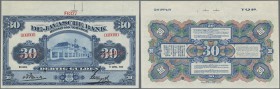 Netherlands Indies: 30 Gulden 1920 Specimen P. 67as with border piece in condition: UNC.