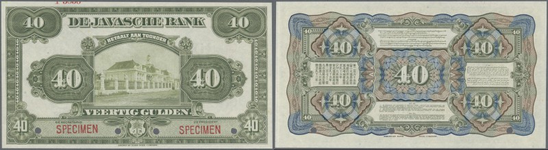 Netherlands Indies: 40 Gulden ND Specimen P. 68s in condition: UNC.