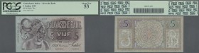 Netherlands Indies: 5 Gulden 1939 P. 78c, PCGS graded 53 About New.