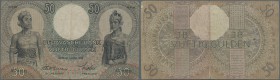 Netherlands Indies: Javasche Bank 50 Gulden April 19th 1938, P.50, vertically folded with tiny tears at upper and lower margin, some other minor creas...