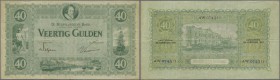 Netherlands: 40 Gulden February 22nd 1927, P.37, several folds and lightly stained paper, tiny hole at upper left center. Condition: F+