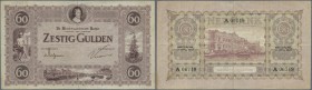 Netherlands: 60 Gulden April 3rd 1923, P.38, several folds, some minor spots and tiny pinholes at upper left and right. Condition: F+