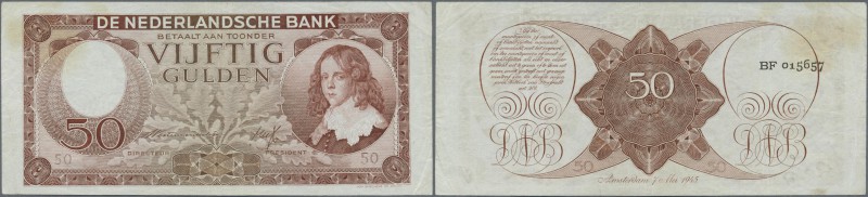 Netherlands: 50 Gulden 1945, P.78, rare note in nice condition with a few folds ...