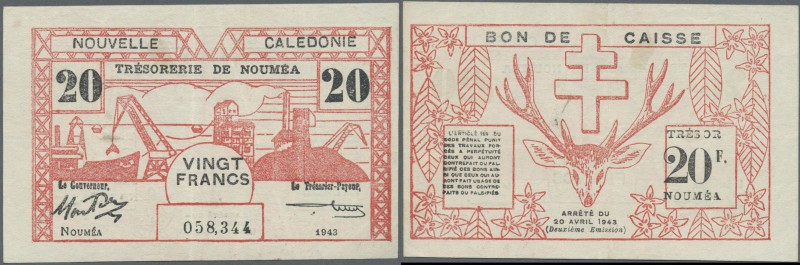 New Caledonia: 20 Francs ND P. 57B, light folds in paper, crisp, condition: VF.