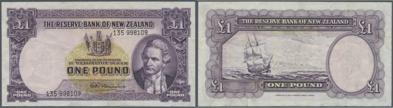 New Zealand: 1 Pound ND P. 159d, vertical folds and creases in paper, no holes o...