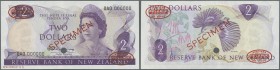 New Zealand: 2 Dollars ND Specimen P. 164as in condition: UNC.