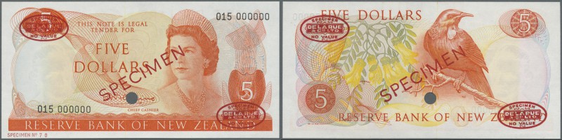 New Zealand: 5 Dollars ND Specimen P. 165as in condition: UNC.