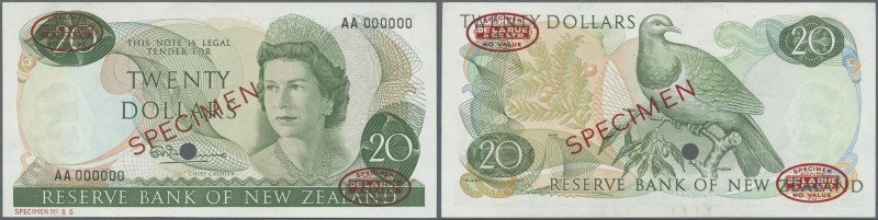 New Zealand: 20 Dollars ND Specimen P. 167as in condition: UNC.