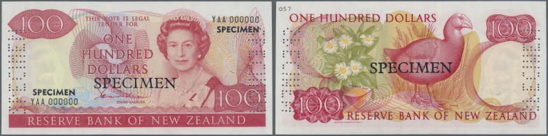 New Zealand: 100 Dollars ND(1981-89) SPECIMEN with signature: Hardie, P.175s, la...