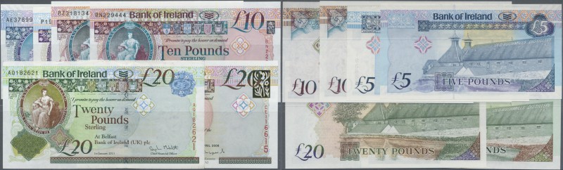 Northern Ireland: set of 6 notes containing 2x 10 Pounds 2008 (UNC), 20 pounds 2...
