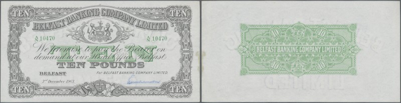 Northern Ireland: 10 Pounds 1963 P. 128c, 2 dints in paper, stain trace at right...