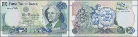 Northern Ireland: First Trust Bank 50 Pounds 1998 P. 138, low serial number #AA000066, in condition: UNC.