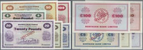 Northern Ireland: set of 6 SPECIMEN notes Northern Bank Limited containing 1 Pound 1978 P. 187s, regular serial number, Specimen overprint (aUNC), 5 P...