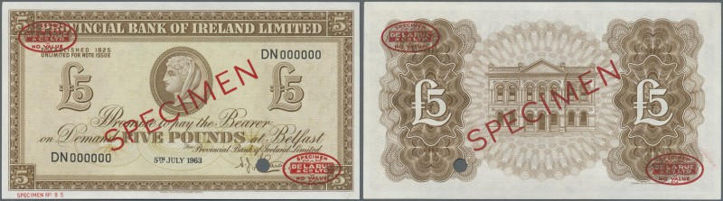Northern Ireland: Provincial Bank of Ireland 5 Pounds 1963 TDLR Specimen, P.244s...