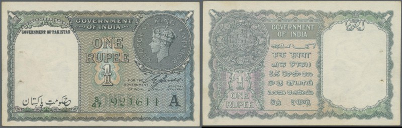 Pakistan: 1 Rupee ND(1948) P. 1, usual 2 pinhles at left, otherwise condition: U...