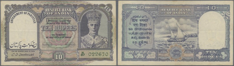 Pakistan: Reserve Bank of India 10 Rupees with overprint ”Government of Pakistan...
