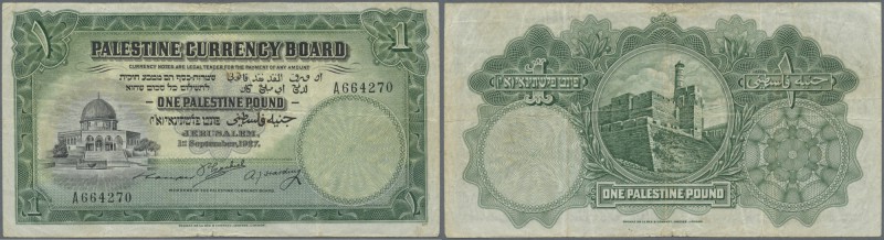 Palestine: highly rare early date 1 Pound 1927 P. 7a, serial A664270, used with ...