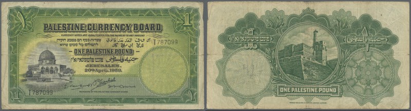 Palestine: 1 Pound dated April 20th 1939, P.7c, several vertical and horizontal ...