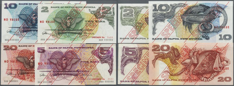 Papua New Guinea: 2, 5, 10 and 20 Kina ND(1975) SPECIMEN, P.1s-4s, 2 Kina with t...