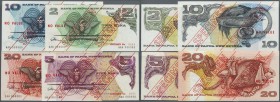 Papua New Guinea: 2, 5, 10 and 20 Kina ND(1975) SPECIMEN, P.1s-4s, 2 Kina with tiny rusty spots at lower left, 5 Kina with diagonal bend at lower left...