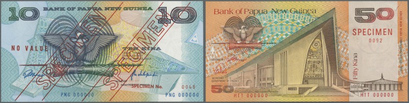 Papua New Guinea: set of 2 Specimen notes 10 and 50 Kina (ND1981-91) P. 9s, 11s,...