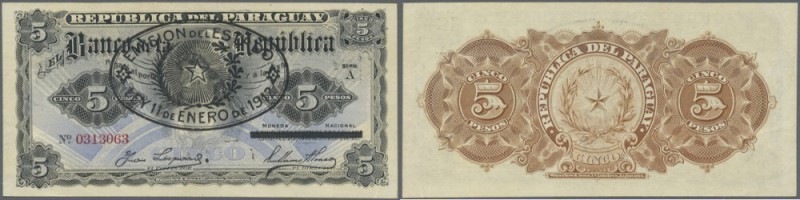 Paraguay: 5 Pesos 1907 with provisional overstamp ”Emision del Estado 11 de Ener...