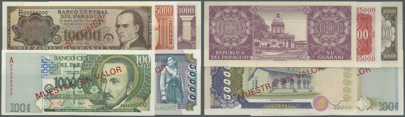 Paraguay: set of 5 Specimen banknotes containing 1000 Guaranies 1998, 5000 Guara...