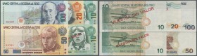 Peru: set of 5 Specimen notes containing 10, 20, 50 and 100 Soles 1991 and 10 Soles 1995 Specimen, 2x aUNC and 3x UNC condition. (5 pcs)