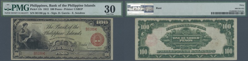 Philippines: The Bank of the Philippine Islands 100 Pesos 1912, very rare and se...