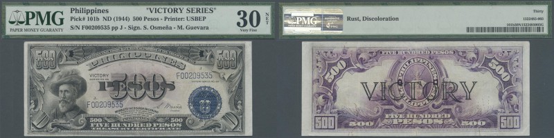 Philippines: Treasury of the Philippines 500 Pesos ND(1944) with signature title...